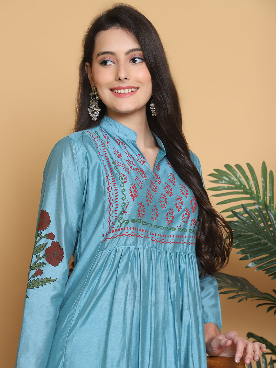 Aawari Chanderi Printed Two Piece Suit Set