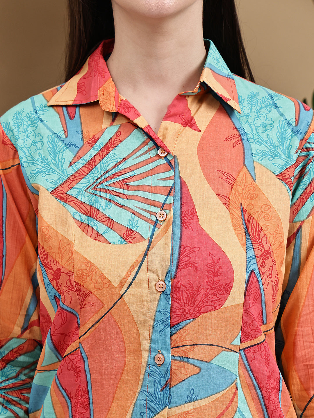 Aawari Women Chanderi Printed Shirt With Trouser
