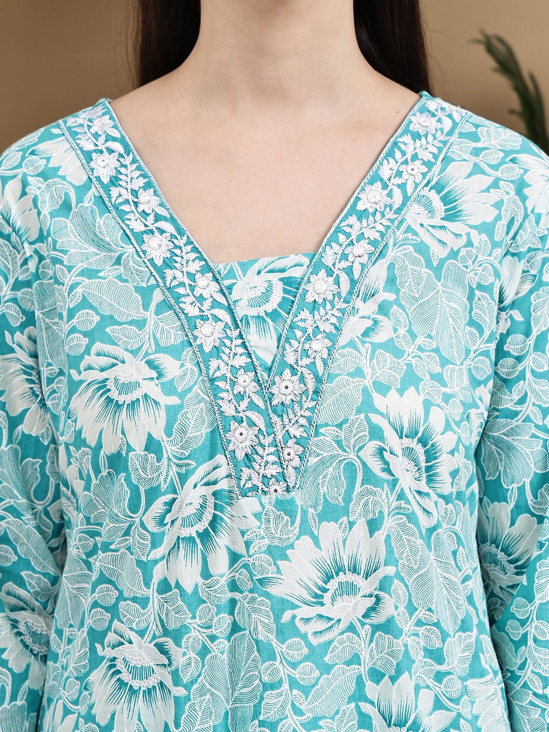 Aawari Cotton Printed Three Piece Suit Set