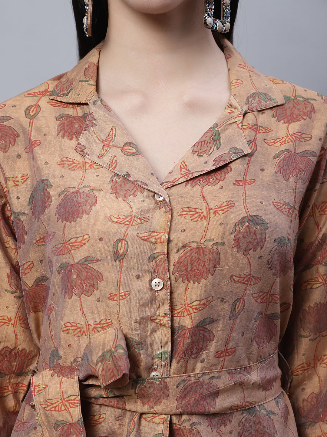 Aawari Women Chanderi Printed Shirt With Trouser