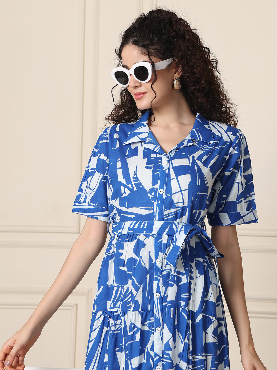 Aawari Ocean Sketch Cotton Dresses / Western Wear