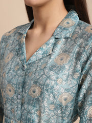 Aawari Women Chanderi Printed Shirt With Trouser