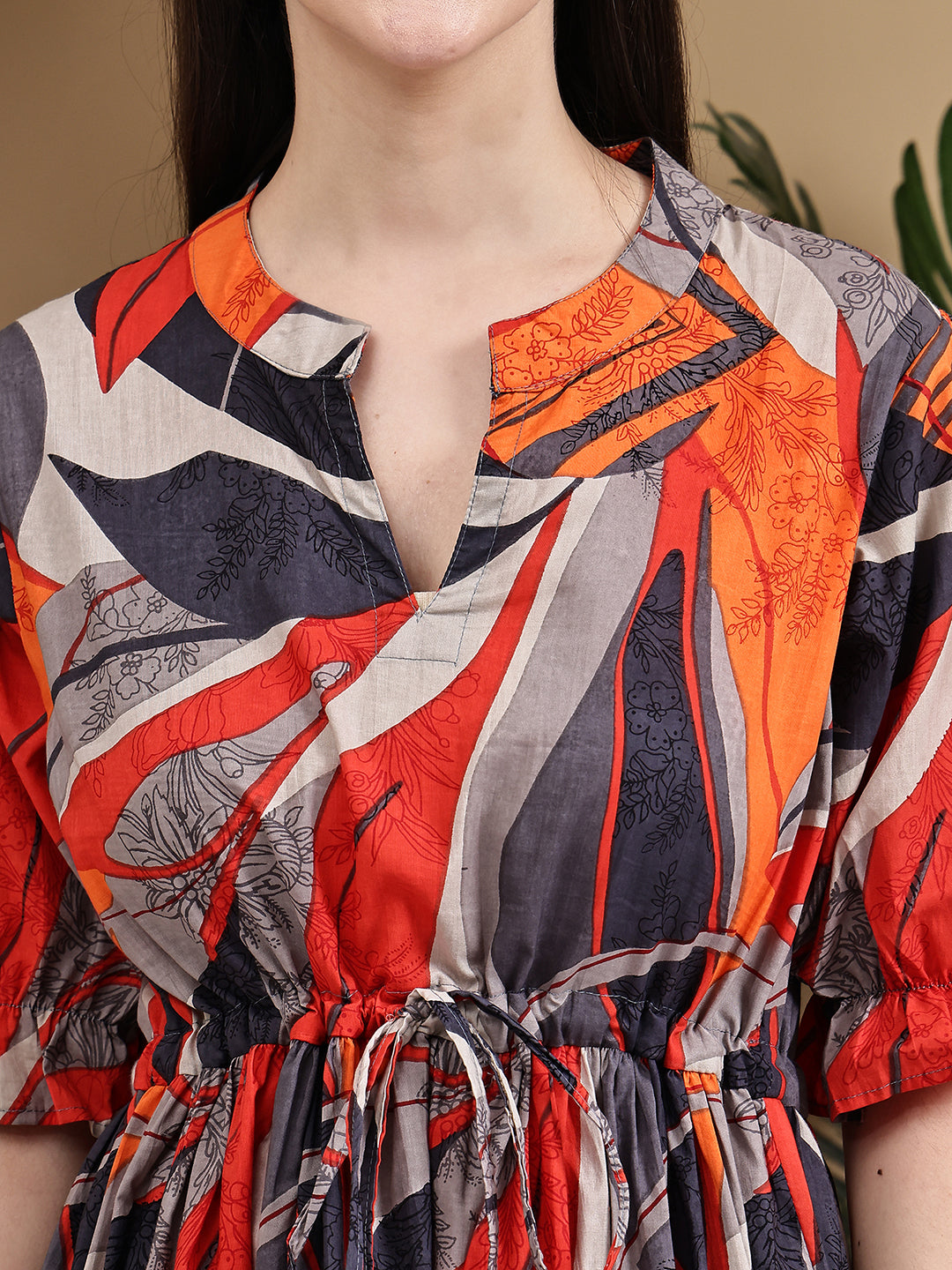 Aawari Cotton Unique Printed Knot Dress