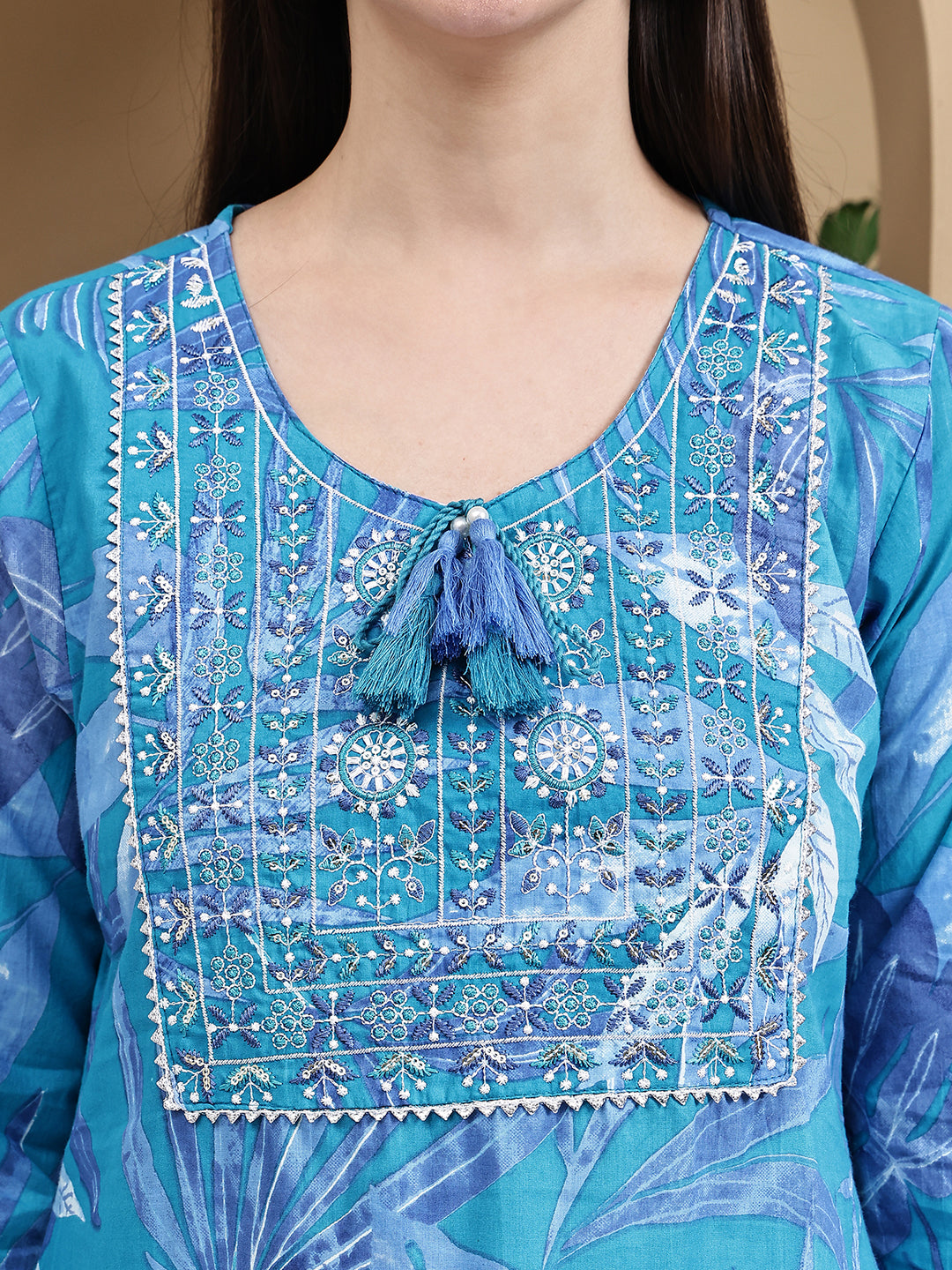 Aawari Cotton Printed Three Pice Suit Set