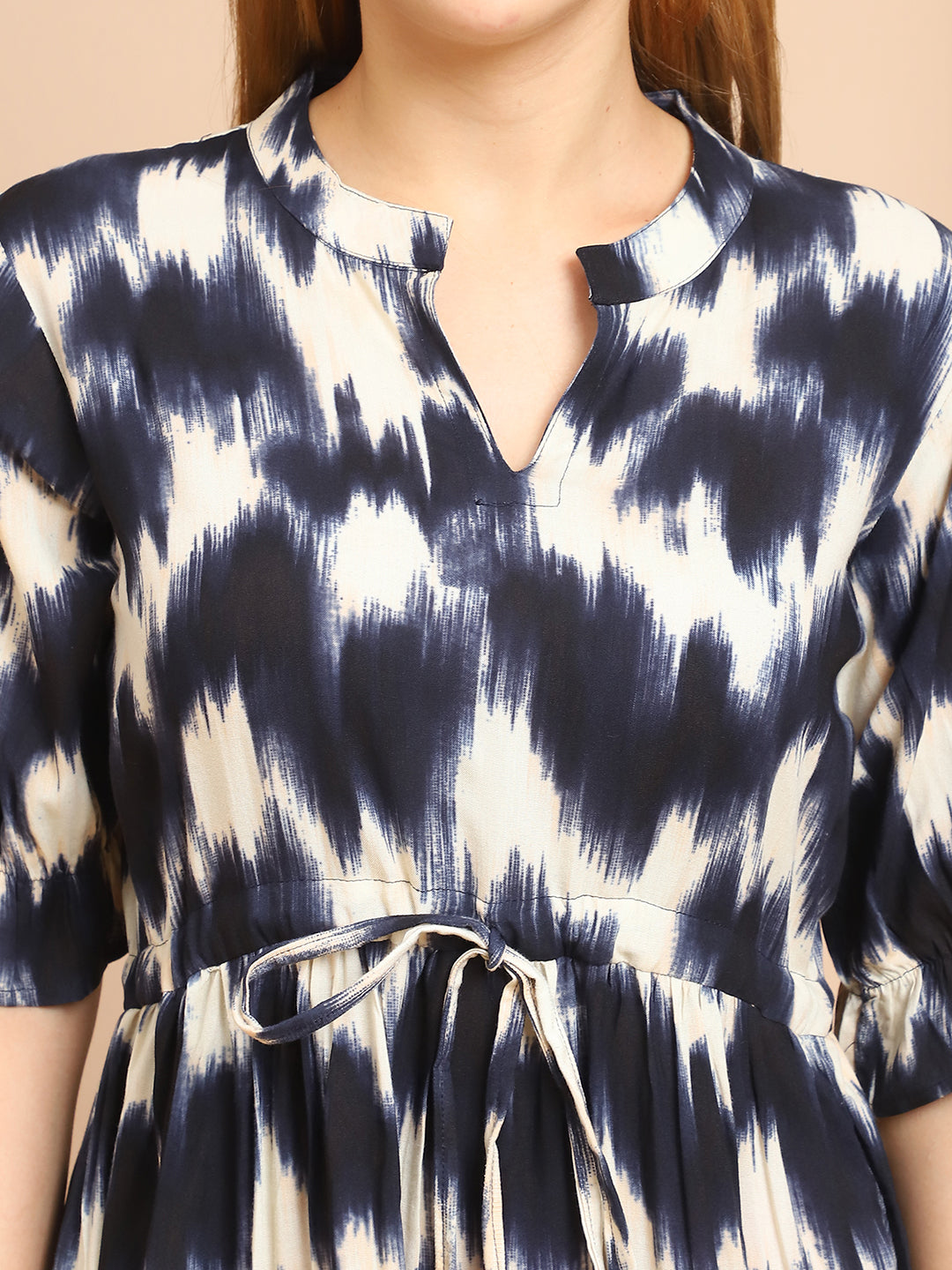 Aawari A-Line Rayon Printed Knot Dress