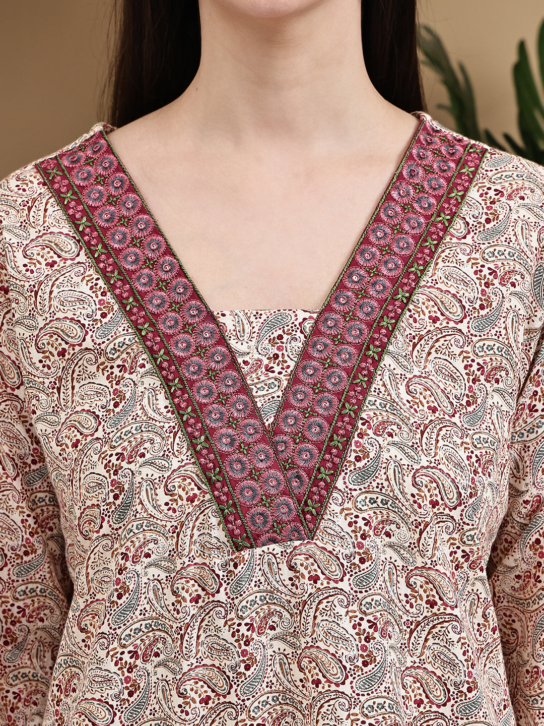 Aawari Cotton Printed Three Piece Suit Set