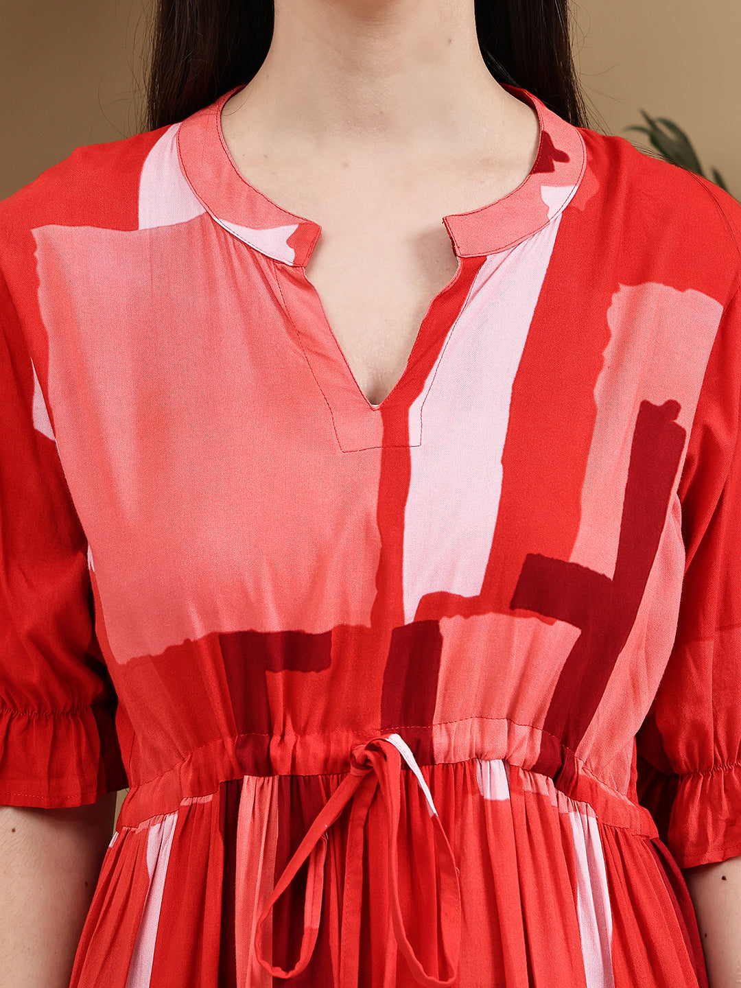 Aawari Rayon Printed Knot Dress
