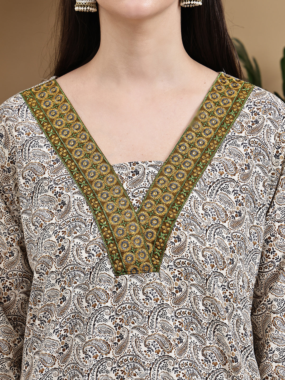 Aawari Cotton Printed Three Piece Suit Set