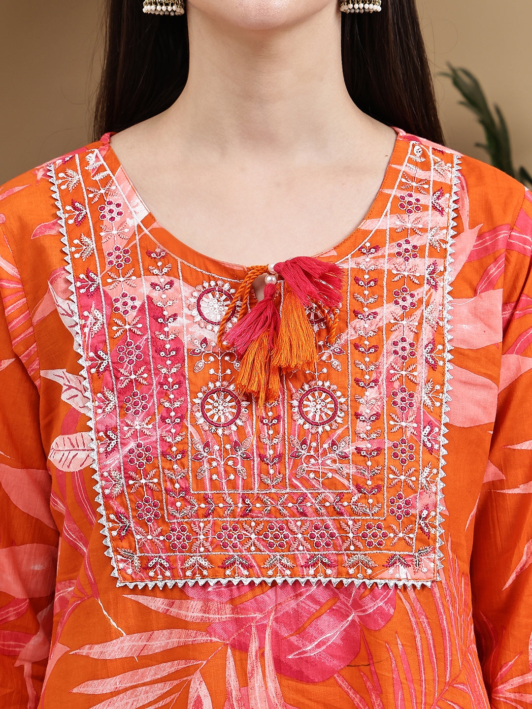 Aawari Cotton Printed Three Piece Suit Set