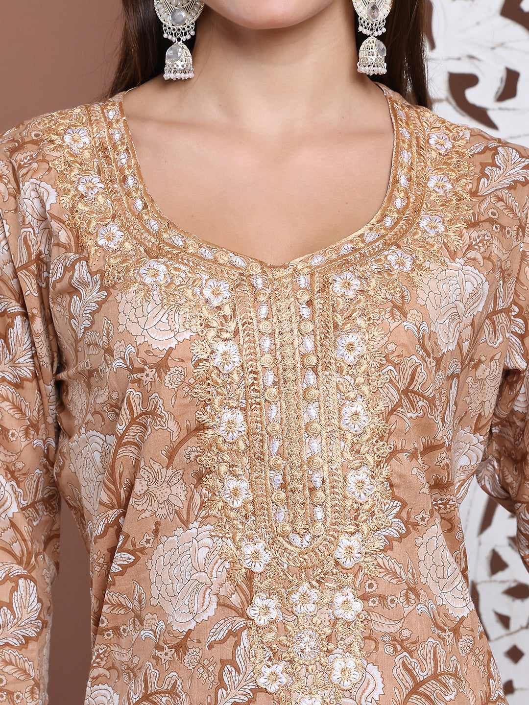Aawari Cotton Printed Three Piece Suit Set