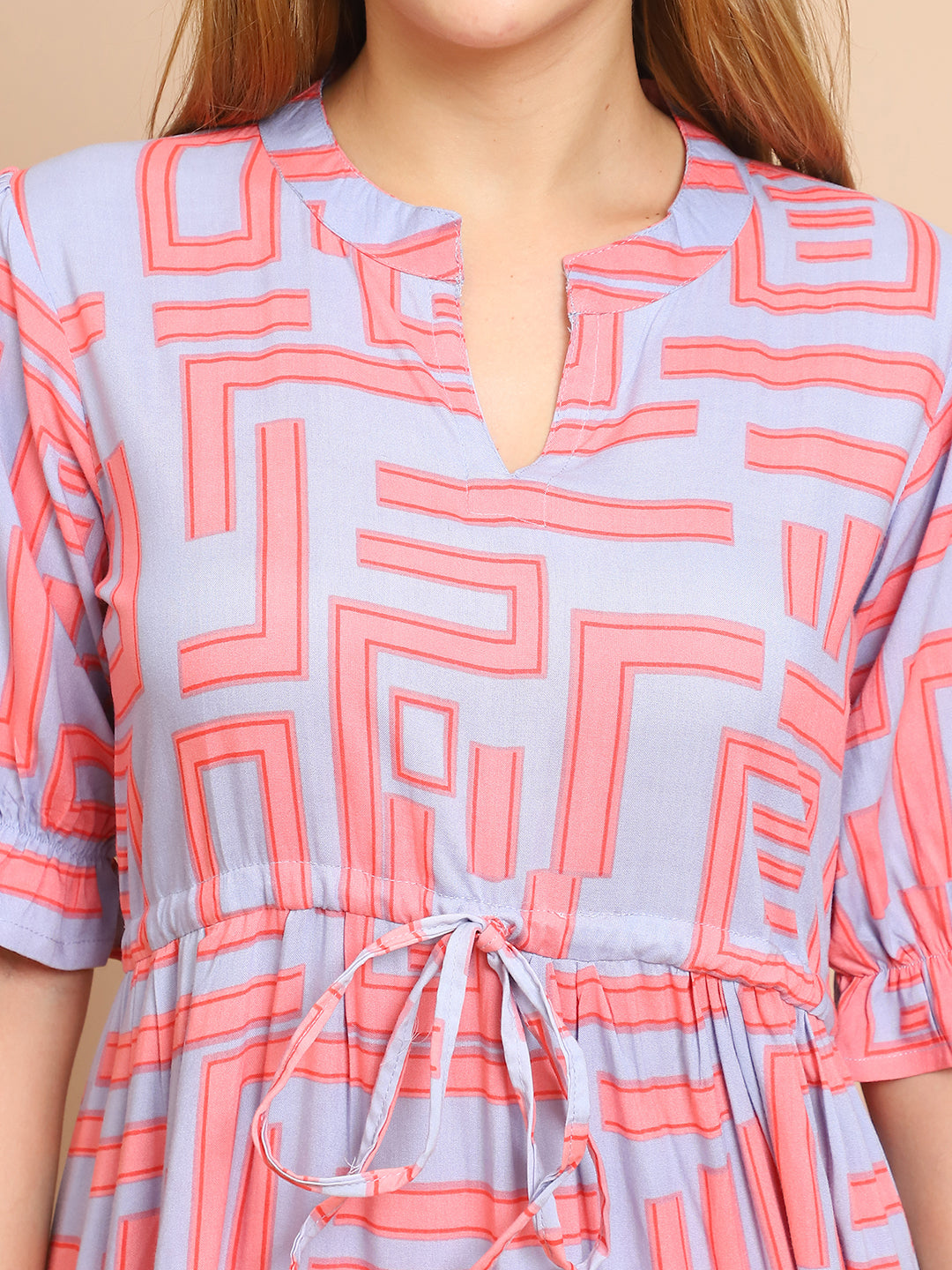 Aawari A-Line Rayon Printed Knot Dress