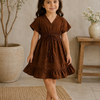 Baby Girls Cocoa Charm Smocked Waist Flared Midi Dress