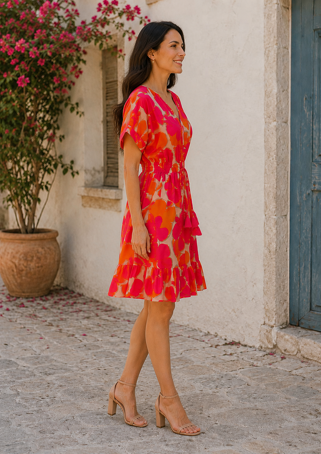 Women’s Sunset Bloom Printed Smocked Waist Dress