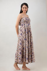 Aawari Fit & Flare Printed Bobbin Dress ( PASTEL PURPLE )