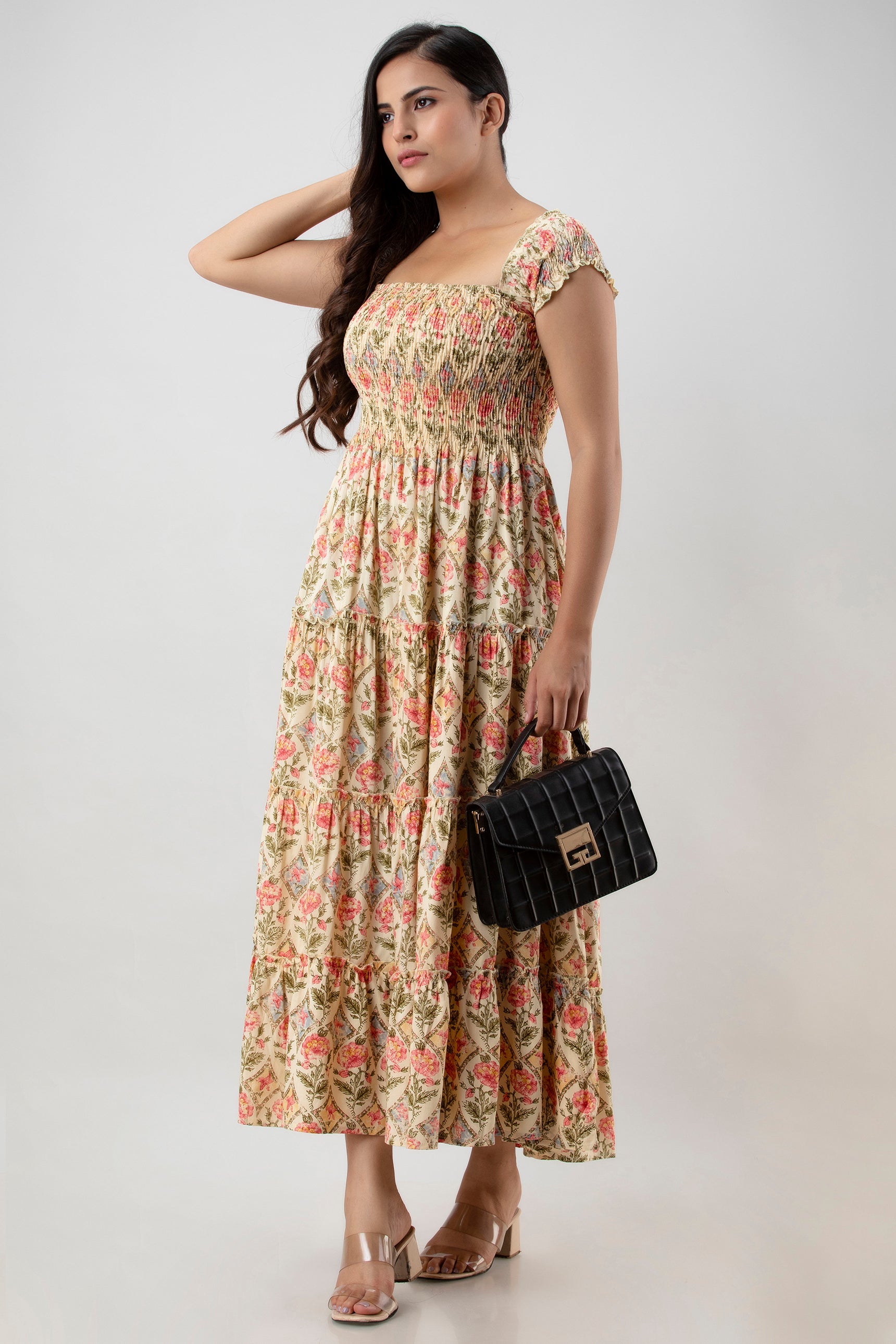 Aawari Women's Floral Printed Rayon Maxi Dress - Dresses
