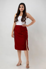 Aawari Corduroy Maroon Skirt