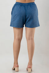 Aawari Solid French Blue Shorts With Pockets.