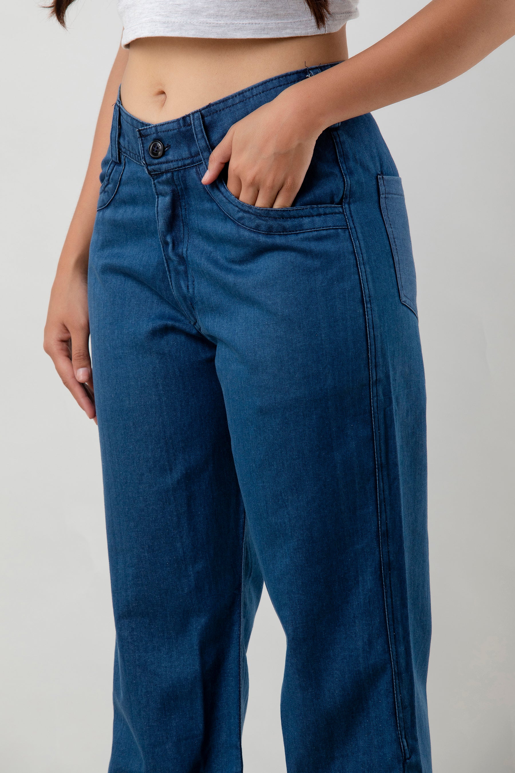 Aawari Blue Flared Bootcut Jeans