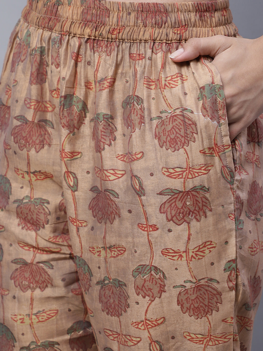 Aawari Women Chanderi Printed Shirt With Trouser
