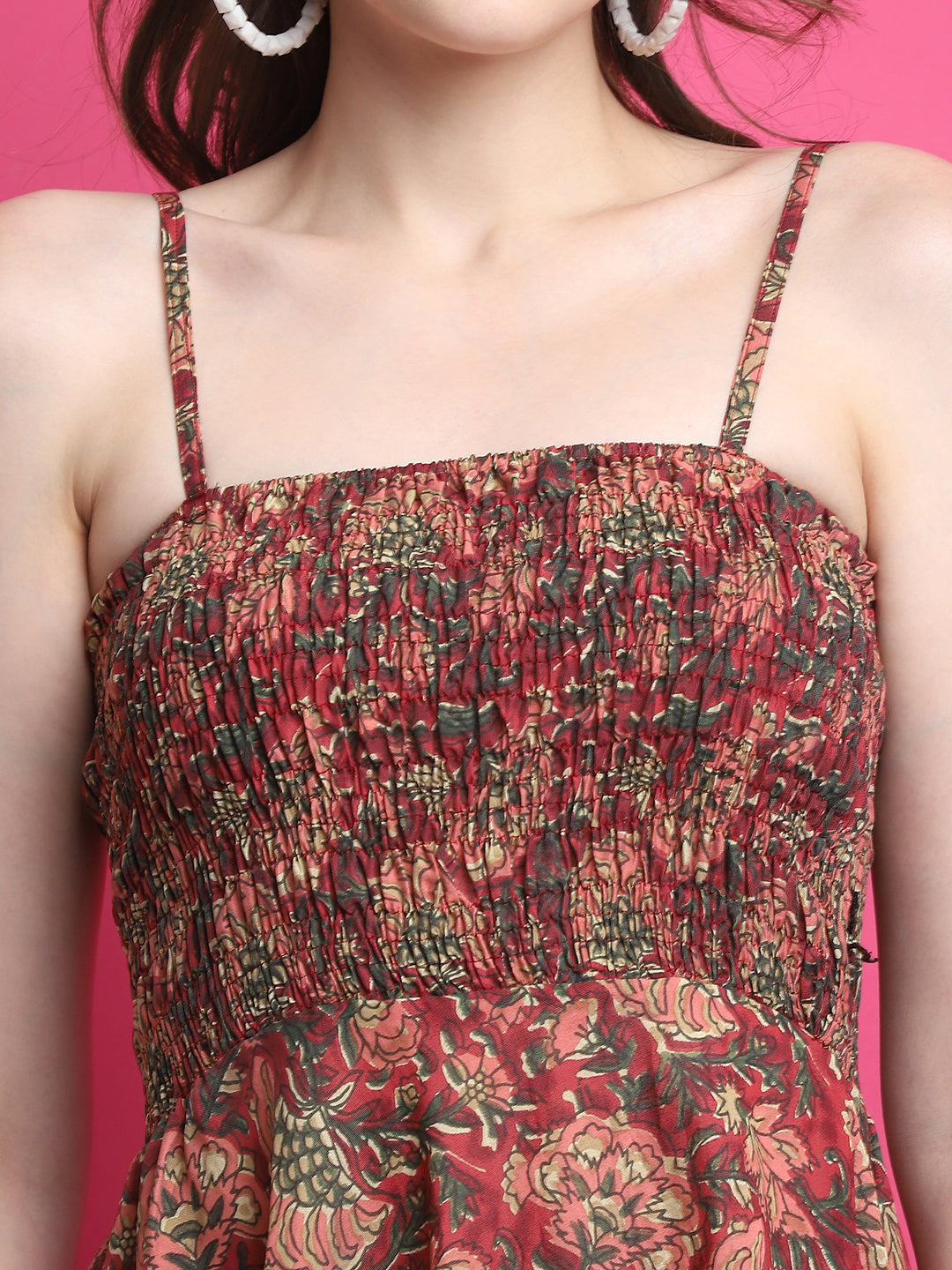 Aawari Women Chanderi Printed Dress With Shrug