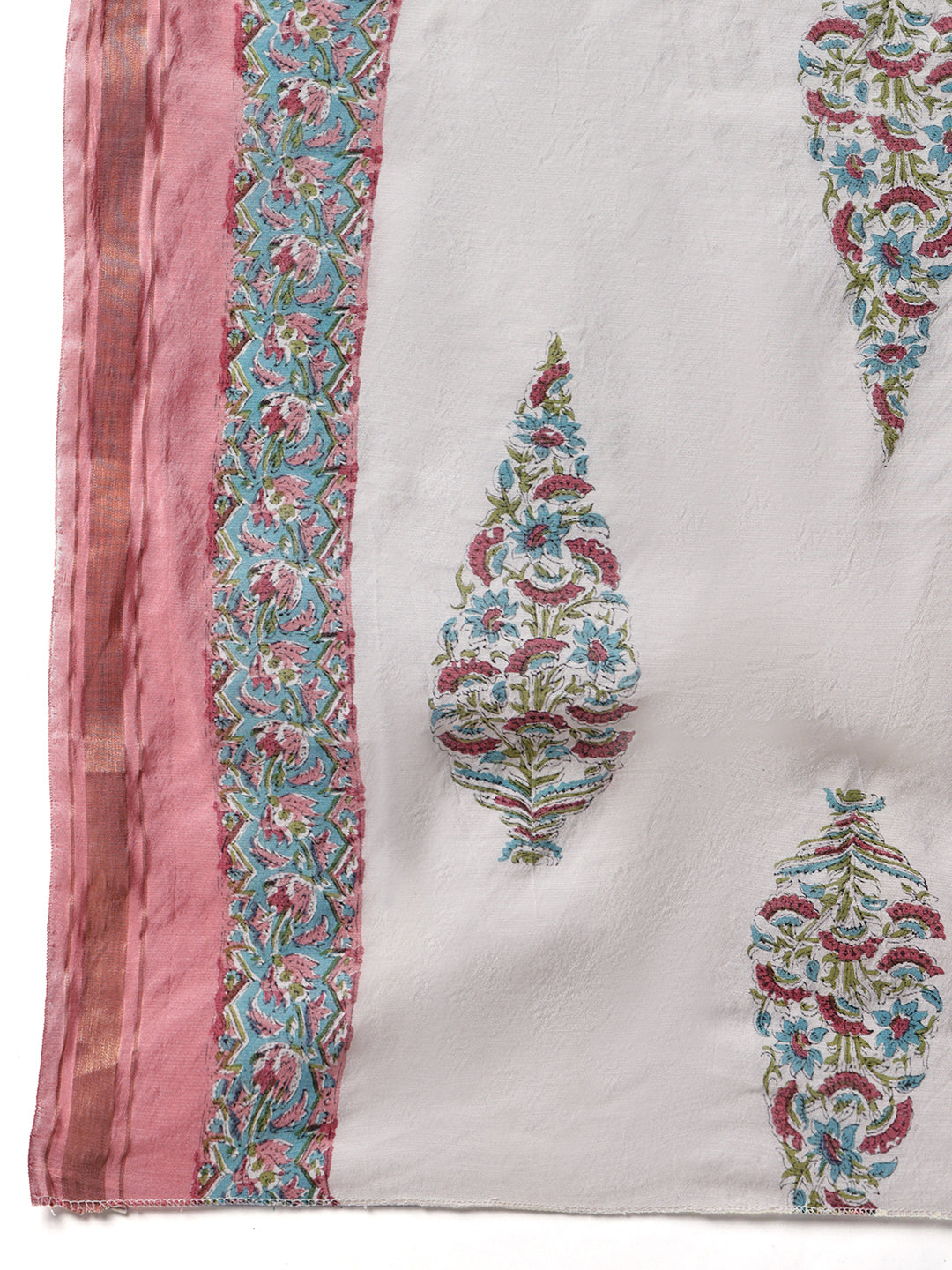 Aawari Rust Pink Chanderi Printed Kurta Set with Dupatta - Suit Sets