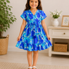Baby Girls Sapphire Bloom Printed Smocked Waist Flared Midi Dress