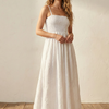 White Smocked Maxi Dress with Spaghetti Straps