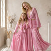 Mom & Me Baby Pink Chanderi Tie-Front Crop Top & Flared Palazzo Pant Co-ord Set