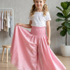 Baby Girl Baby Pink Chanderi Flared Palazzo Pants with Smocked Waist
