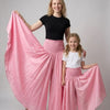 Mom & Daughter Baby Pink Chanderi Flared Palazzo Pants with Smocked Waist