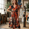 Women’s Multicolor Abstract Printed Cotton Umbrella Style A-Line Dress with Drawstring Waist