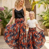 Mom & Daughter Multicolor Abstract Printed Cotton Flared Palazzo Pants with Smocked Waist