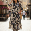 Women's Black Abstract Print Cotton Button-Down Long Shirt Kurta Set