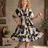 Baby Girls Black Abstract Printed Cotton Kaftan A-Line Dress