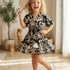 Baby Girls Black Ikkat Printed Cotton Kaftan A-Line Dress