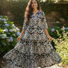 Women’s Black Ikat Printed Cotton Kurta with Flared Skirt Set