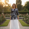Women’s Black Leaf Printed Cotton Kurta with Chikankari Flared Skirt Set