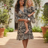 Mom & Me Black Ikat Printed Cotton Kaftan A-Line Dress