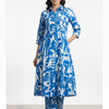 Women’s Blue Abstract Printed Cotton Kurta Set with Straight Pants
