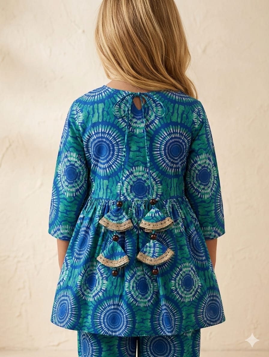 Baby Girl Circular Print Cotton Anarkali Kurta Set