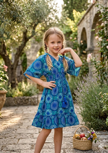 Baby Girls Circular Printed Cotton Kaftan A-Line Dress