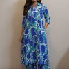 Women’s Blue Abstract Printed Rayon Kurta Set with Straight Pants