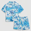 Boys Cotton Blue Floral Printed Shirt & Shorts Co-Ord Set