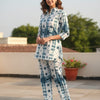 Women’s Blue Tie-Dye Printed Rayon Shirt & Pant Co-Ord Set