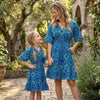 Mom & Me Circular Abstract Printed Cotton Kaftan A-Line Dress