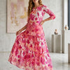 Women’s Pink Floral Printed Cotton Kurta with Flared Skirt Set