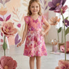 Baby Girls Pink Botanical Printed Cotton Umbrella Style A-Line Dress with Flutter Sleeves