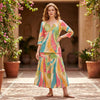 Women’s Leaf Printed Cotton Kurta with Flared Skirt Set