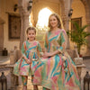 Mom & Daughter Leaf Print Cotton Anarkali Kurta Set