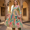 Women’s Leaf Print Cotton Anarkali Kurta Set